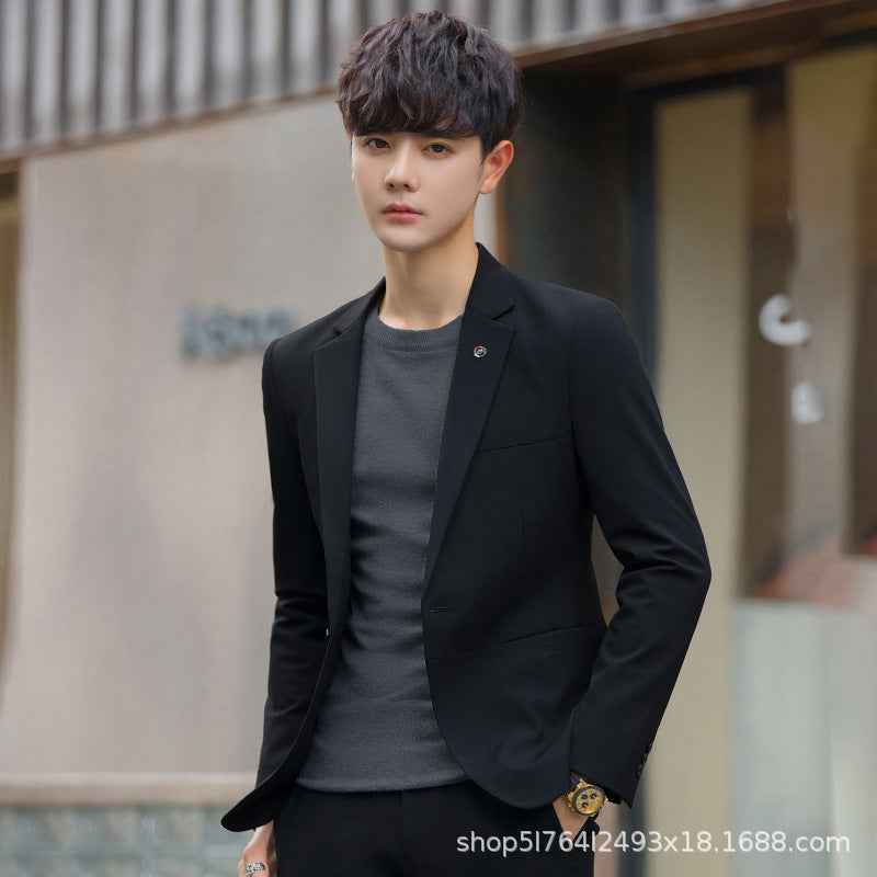 A 1.45kg Piece Set of Spring & Fall Casual Small Suit Jacket Men's Korean Style Slim Gray Formal Full Suit Suit - Grab & Glow