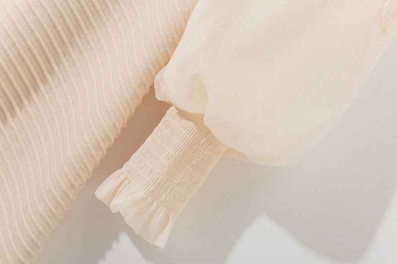 L6790 2025 Autumn Women's New Half-Turtleneck Bow Decoration Color-Block Lantern Long Sleeve Dress - Grab & Glow