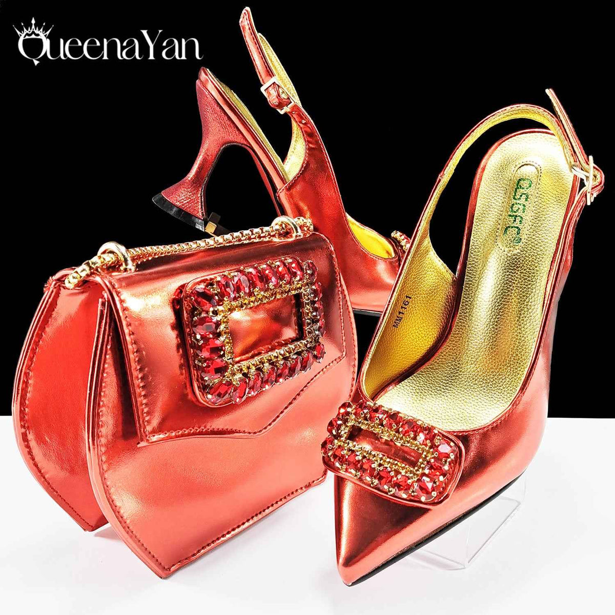 Foreign Trade Women's Shoe Bag suit Square Diamond Buckle Decorative Pointed High Heels Fashion Simple Banquet Style suit - Grab & Glow