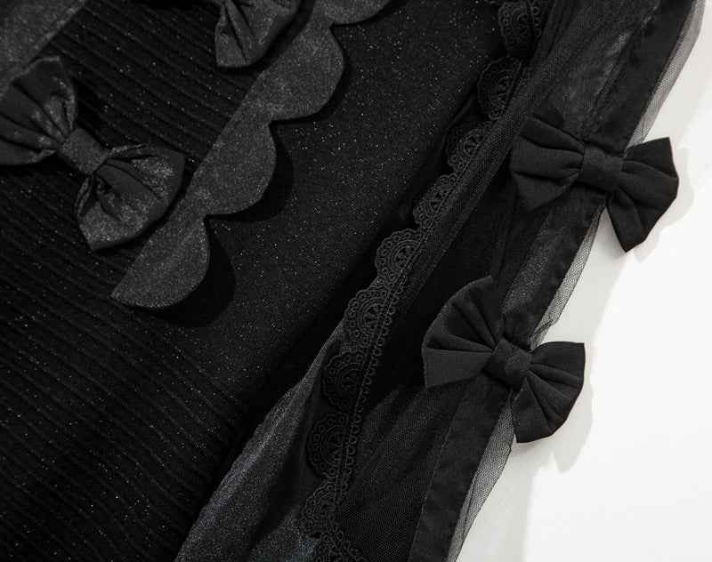 L6790 2025 Autumn Women's New Half-Turtleneck Bow Decoration Color-Block Lantern Long Sleeve Dress - Grab & Glow