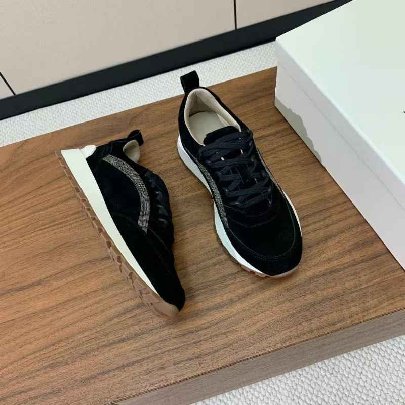 High-Top Bc Spring New Lace-Up Dad Shoes for Women, Casual Sports Shoes with Bead Chain Decoration, German Training Shoes, Couple Running Shoes - Grab & Glow