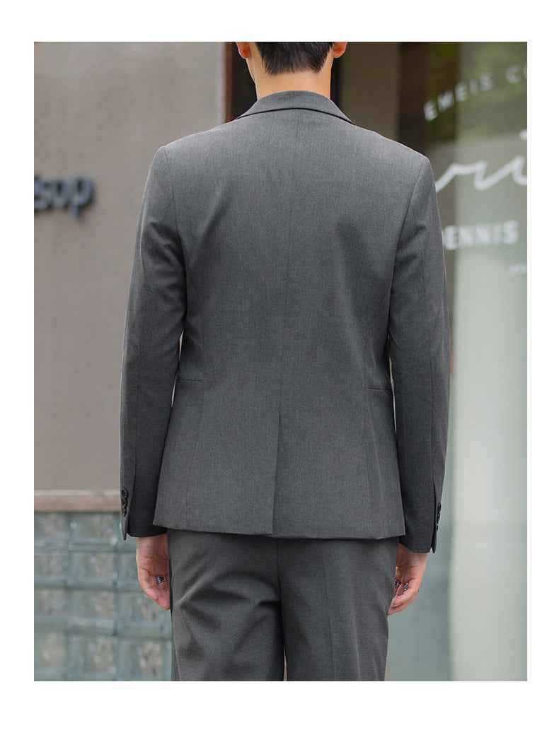 A 1.45kg Piece Set of Spring & Fall Casual Small Suit Jacket Men's Korean Style Slim Gray Formal Full Suit Suit - Grab & Glow