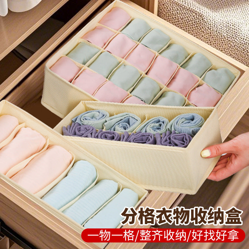 Fabric Underwear Storage Box with Compartments for Home Use, Drawer-Style Storage with Dividers for Organizing Socks - Grab & Glow
