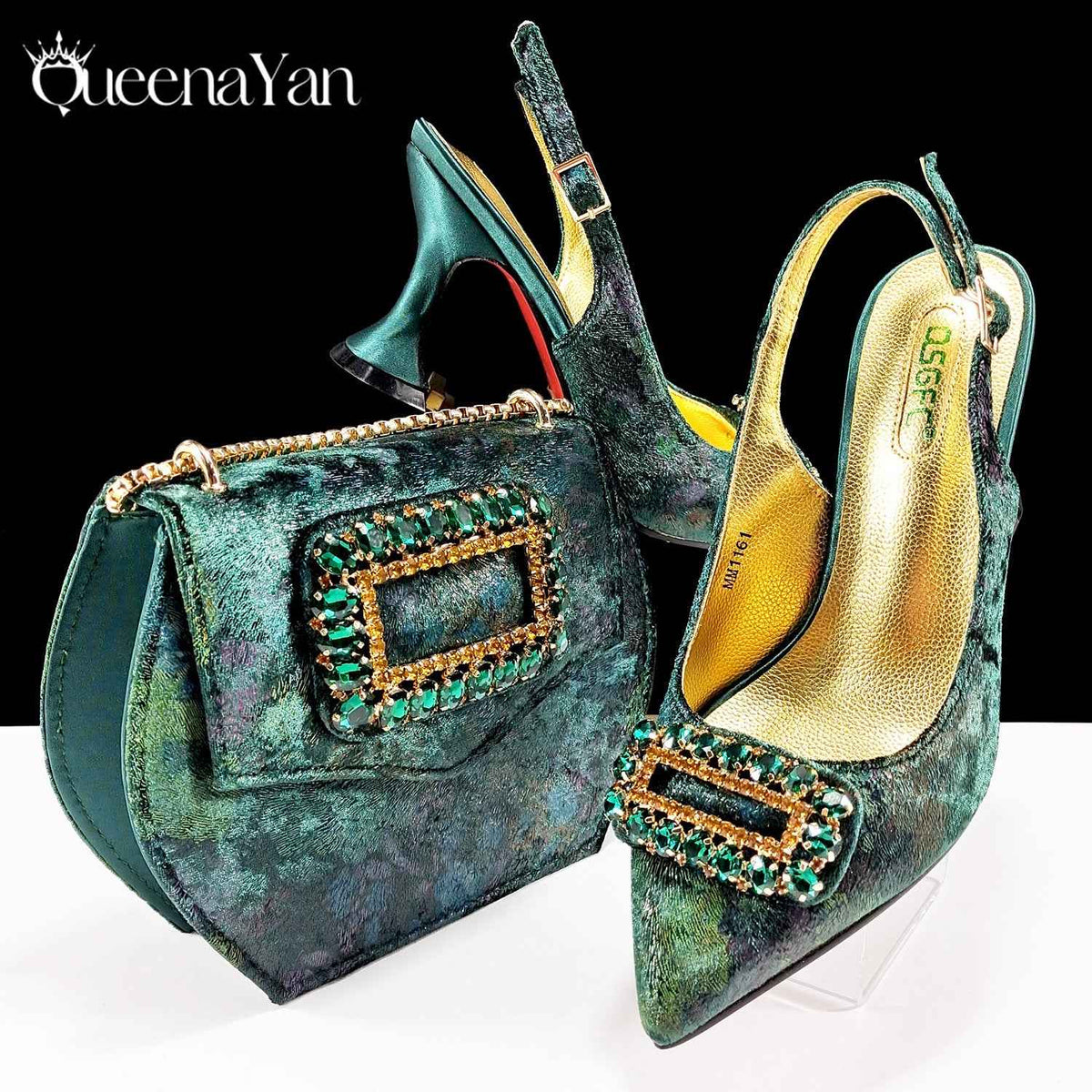 Foreign Trade Women's Shoe Bag suit Square Diamond Buckle Decorative Pointed High Heels Fashion Simple Banquet Style suit - Grab & Glow