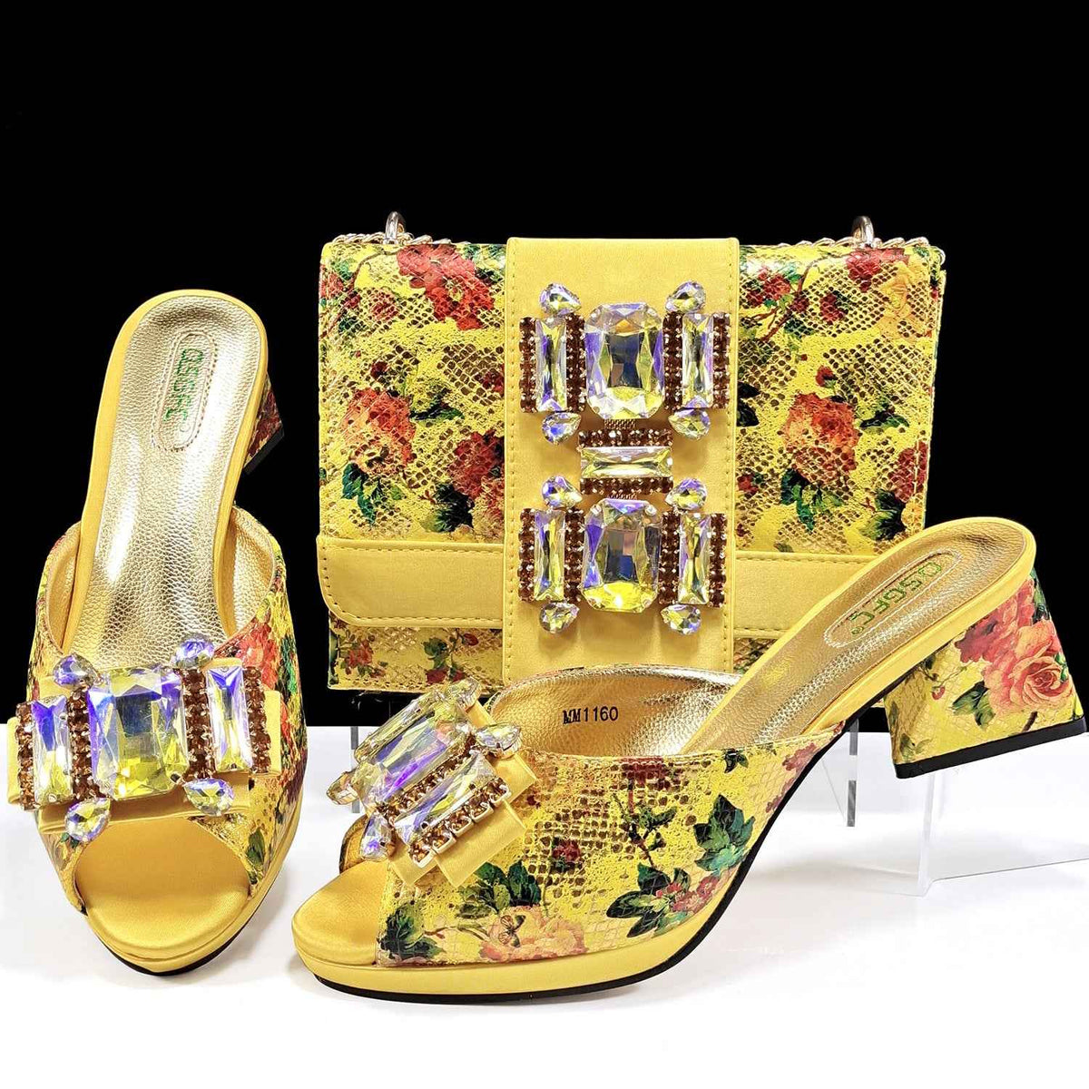 Cross-border Women Open Toe High Heel Slippers Snake-like Fabric Bright Eye Diamond Buckle Decoration Square Soft Bag Fashion Shoe Bag - Grab & Glow