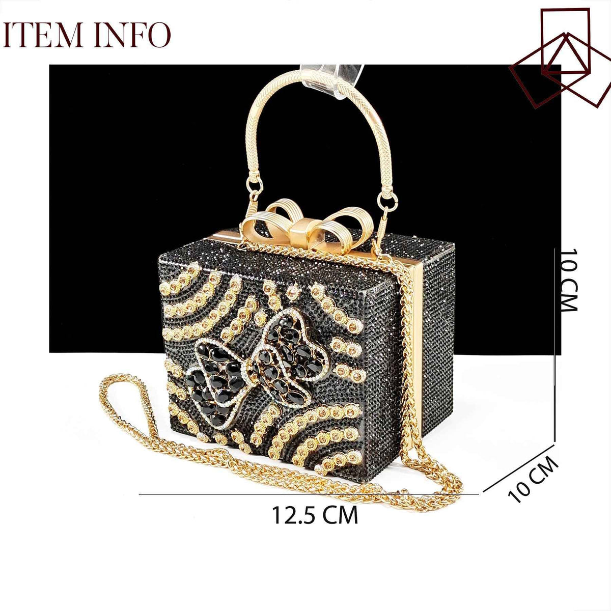 Cross-border Pointed Toe Women's Shoe Bag suit Diamond Chain Decoration Gift Box-shaped Clutch Bag Fashionable Exquisite Bow - Grab & Glow