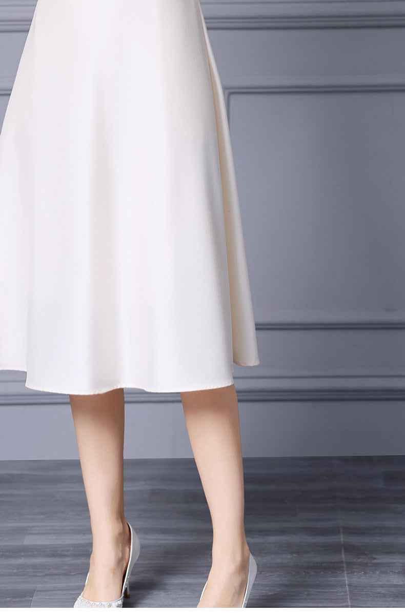 Zhili French-Style Elegant Ladylike Dress with Three-Dimensional Floral Decoration, High-Waisted Short-Sleeve A-Line Flared Skirt, Summer 2026 - Grab & Glow
