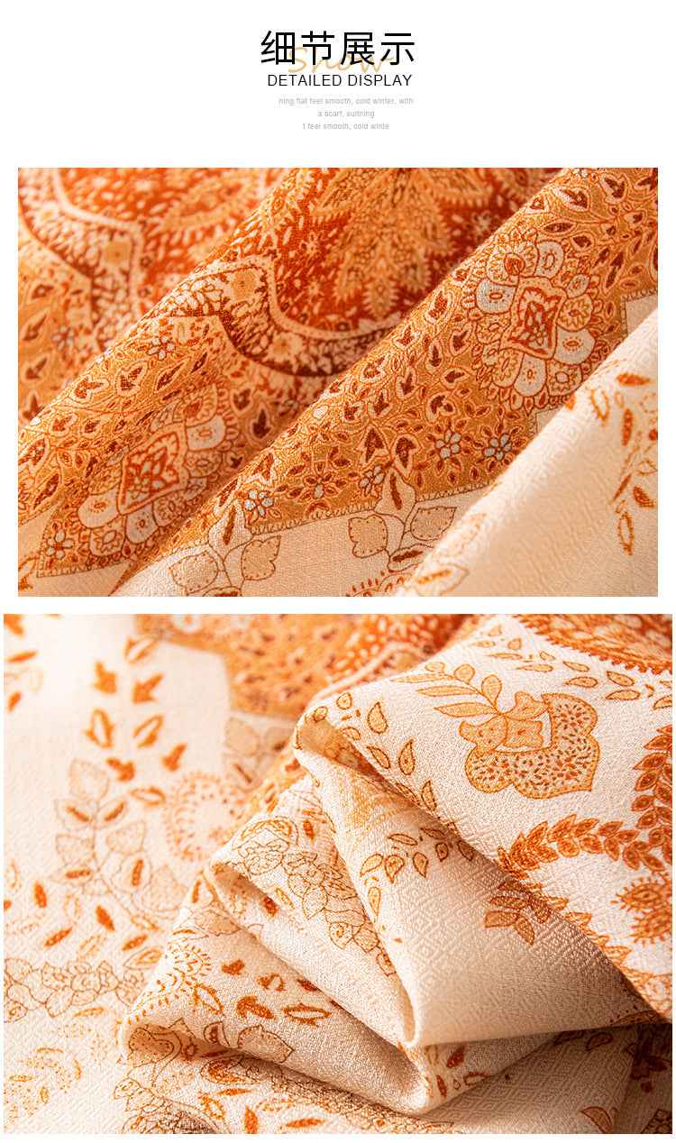 New Style Women's Silk Wool Scarf, Retro Printed Square Scarf, Sun Protection and Warm Neck Scarf, Dual-Use Decorative Scarf - Grab & Glow