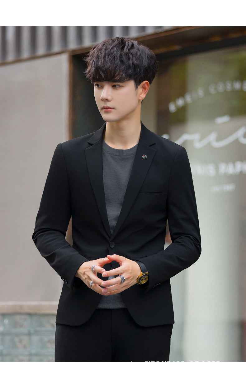 A 1.45kg Piece Set of Spring & Fall Casual Small Suit Jacket Men's Korean Style Slim Gray Formal Full Suit Suit - Grab & Glow