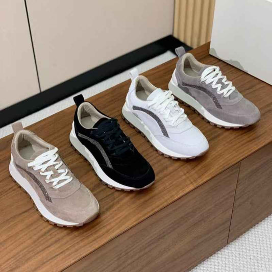 High-Top Bc Spring New Lace-Up Dad Shoes for Women, Casual Sports Shoes with Bead Chain Decoration, German Training Shoes, Couple Running Shoes - Grab & Glow