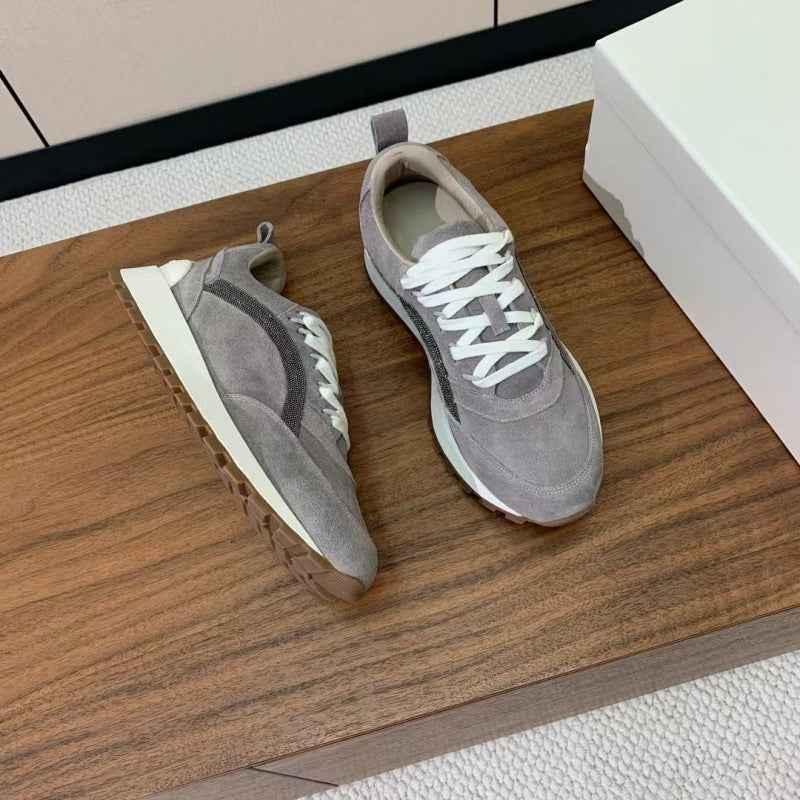 High-Top Bc Spring New Lace-Up Dad Shoes for Women, Casual Sports Shoes with Bead Chain Decoration, German Training Shoes, Couple Running Shoes - Grab & Glow