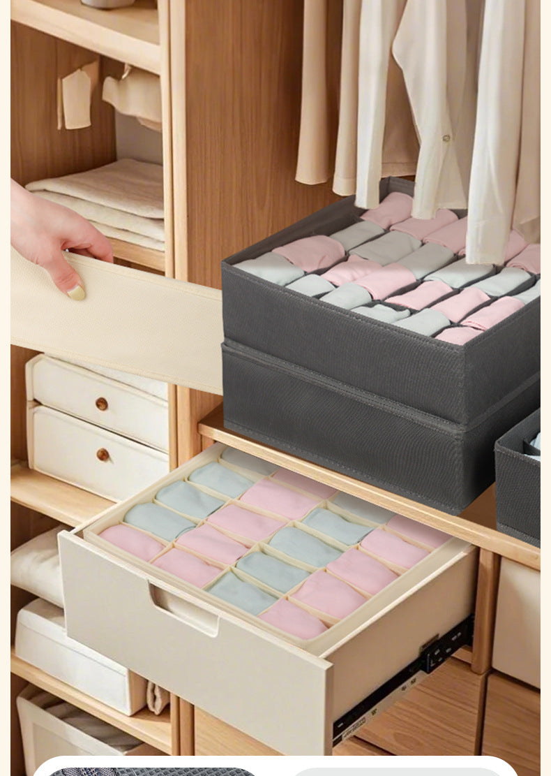 Fabric Underwear Storage Box with Compartments for Home Use, Drawer-Style Storage with Dividers for Organizing Socks - Grab & Glow