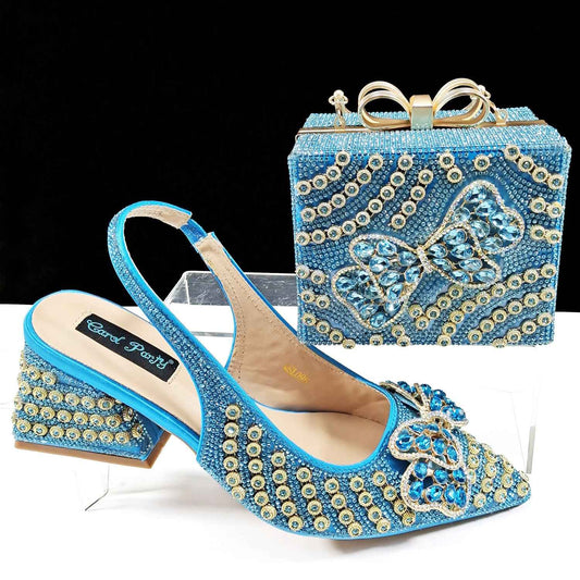 Cross-border Pointed Toe Women's Shoe Bag suit Diamond Chain Decoration Gift Box-shaped Clutch Bag Fashionable Exquisite Bow - Grab & Glow