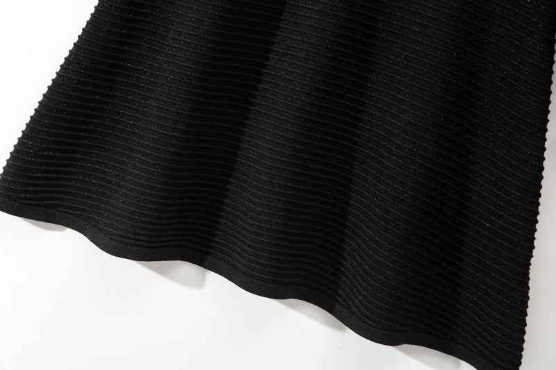 L6790 2025 Autumn Women's New Half-Turtleneck Bow Decoration Color-Block Lantern Long Sleeve Dress - Grab & Glow