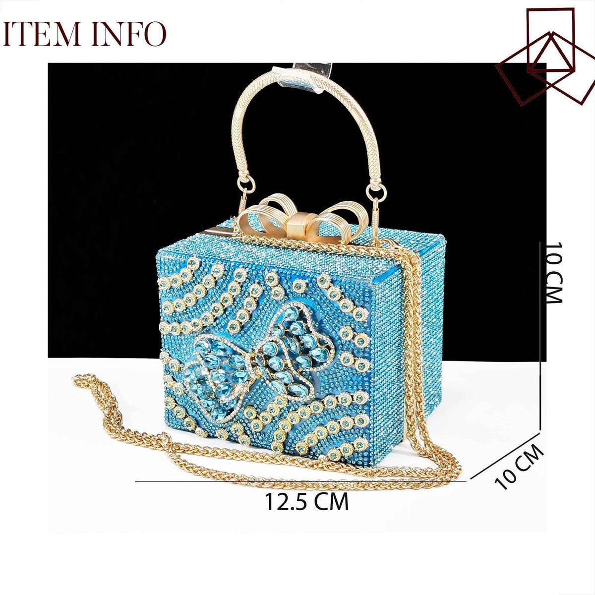 Cross-border Pointed Toe Women's Shoe Bag suit Diamond Chain Decoration Gift Box-shaped Clutch Bag Fashionable Exquisite Bow - Grab & Glow