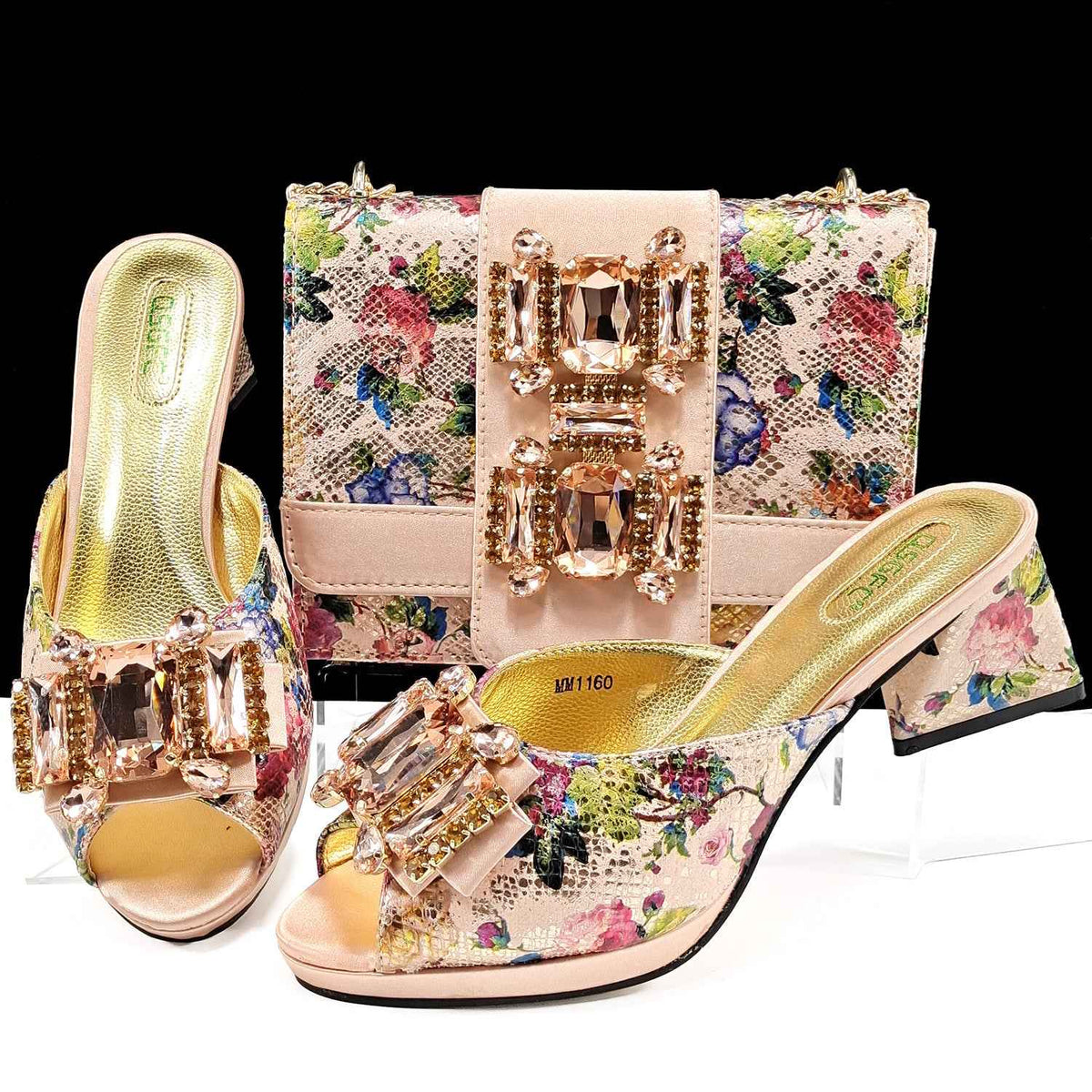 Cross-border Women Open Toe High Heel Slippers Snake-like Fabric Bright Eye Diamond Buckle Decoration Square Soft Bag Fashion Shoe Bag - Grab & Glow