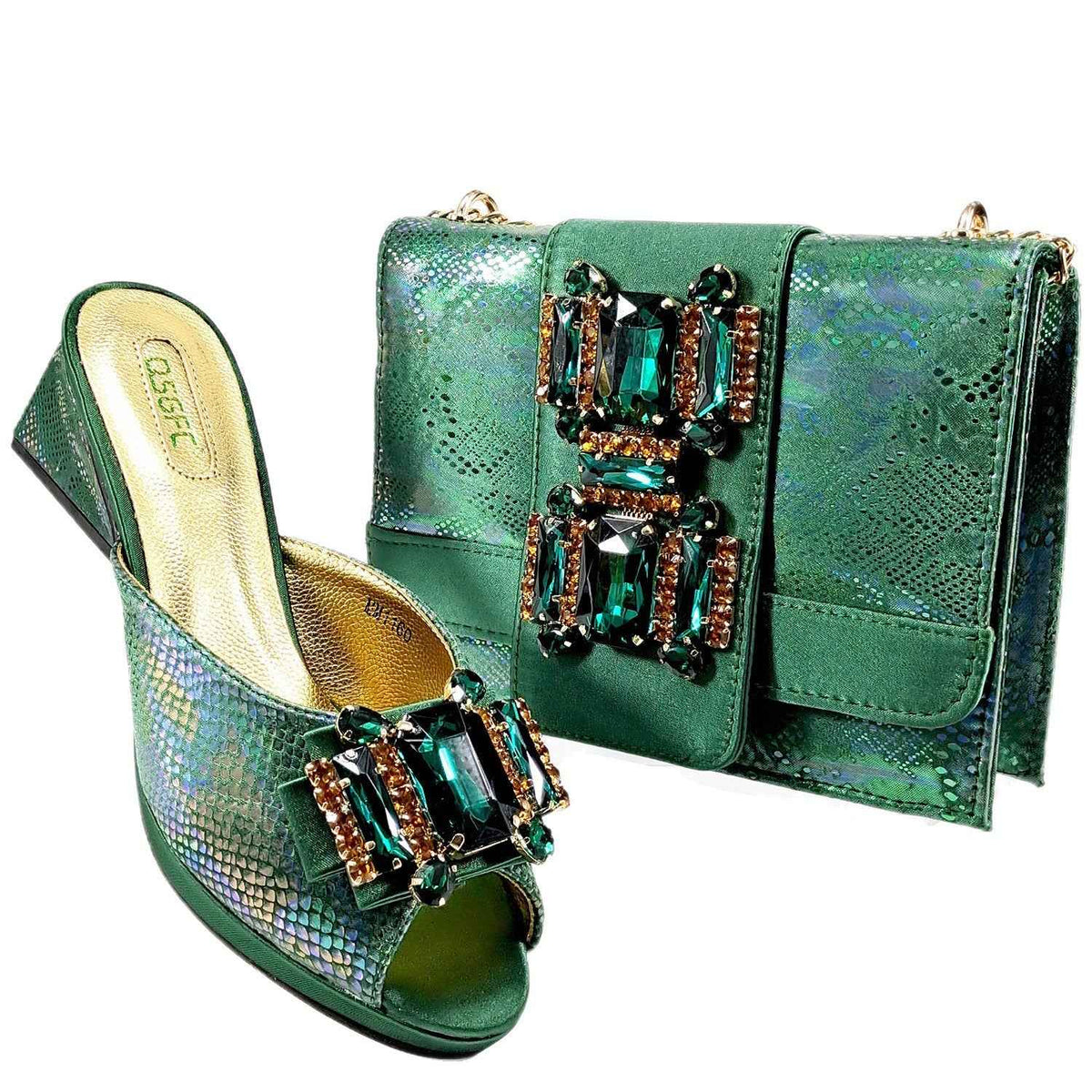 Cross-border Women Open Toe High Heel Slippers Snake-like Fabric Bright Eye Diamond Buckle Decoration Square Soft Bag Fashion Shoe Bag - Grab & Glow