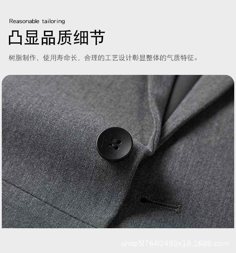 A 1.45kg Piece Set of Spring & Fall Casual Small Suit Jacket Men's Korean Style Slim Gray Formal Full Suit Suit - Grab & Glow