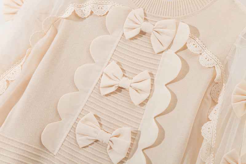 L6790 2025 Autumn Women's New Half-Turtleneck Bow Decoration Color-Block Lantern Long Sleeve Dress - Grab & Glow