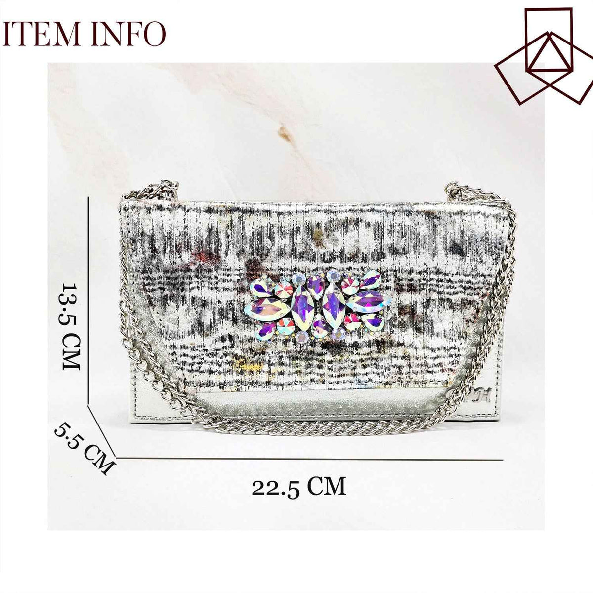 Irregular-Shaped Chunky Heel Shoes with Rhinestone Decoration and Back Strap, Women's Shoes with Chain Shoulder Evening Bag, Fashionable Party Shoe and Bag Set - Grab & Glow