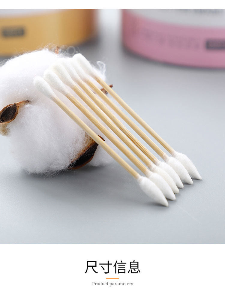 Cotton Swabs Double-Ended Boxed Bagged Disposable Cotton Swabs for Makeup Ear Removal Household Pointed Round Bamboo Swabs Cotton Balls - Grab & Glow