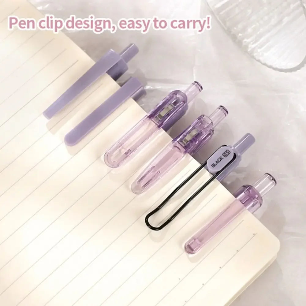 7Pcs 0.5mm Retractable Gel Pen Set Quick Dry Ink Smooth Writing Cute Stationery Gift Portable Office School Writing Supplies by Grab & Glow