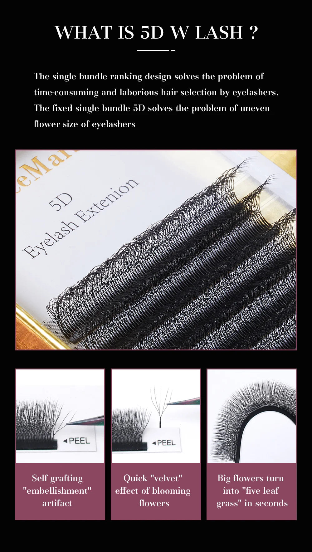 DeceMars 5D - W Shaped Eyelash Extension (12line/Tray) by Grab & Glow