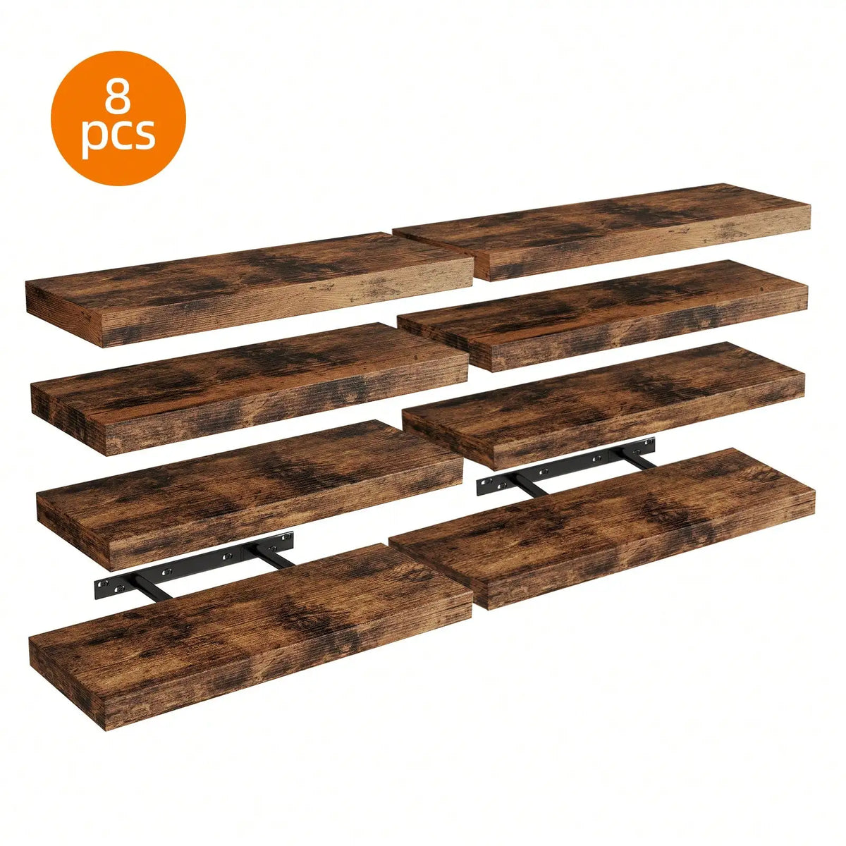 4 Pack Floating Shelves Modern Black Wood Wall Shelves Storage Shelving Unit With Invisible Metal Brackets Display Rack For Bathroom Living Room Bedroom Kitchen Housewarming Gift by Grab & Glow