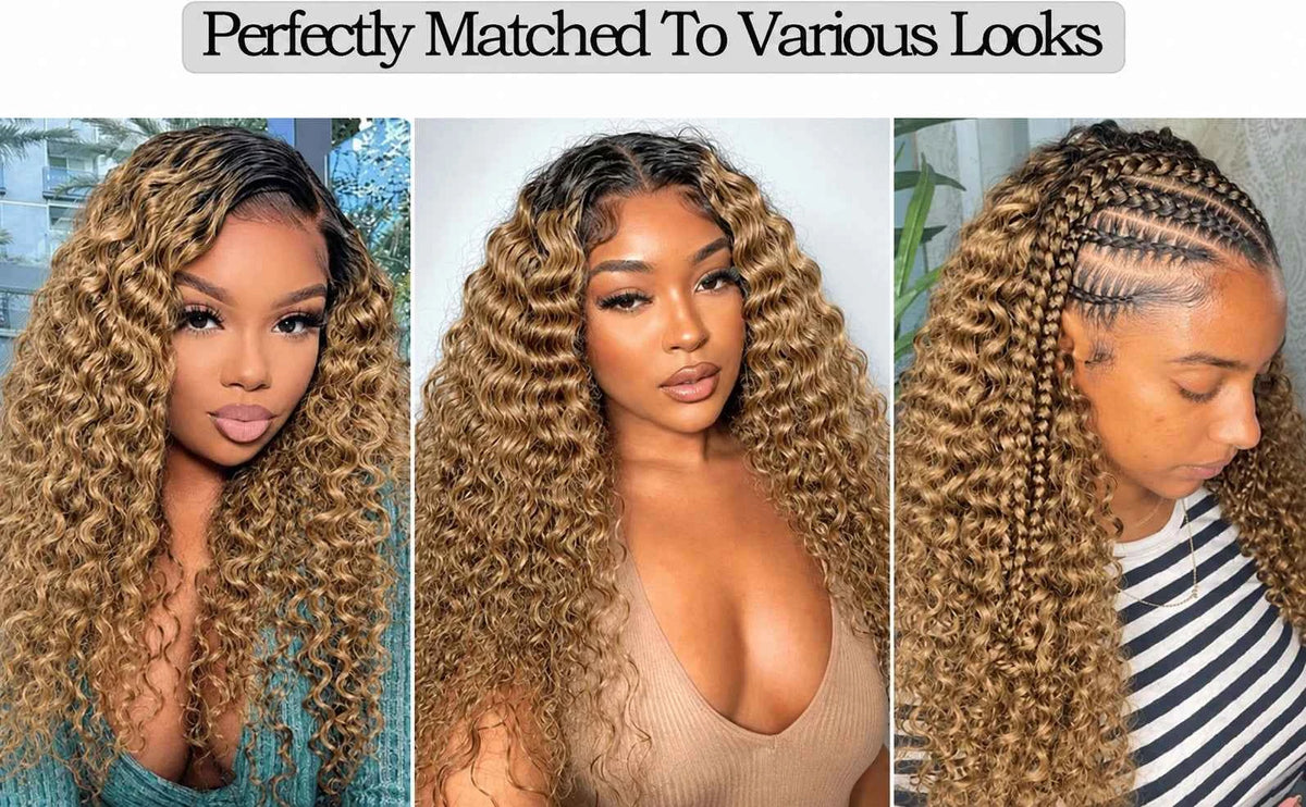 Miracle Knots Honey Blonde Deep Wave Feather Crochet Human Hair Extension Pre-Separated Knotless Invisble Crochet Braids Hair - Grab & Glow
