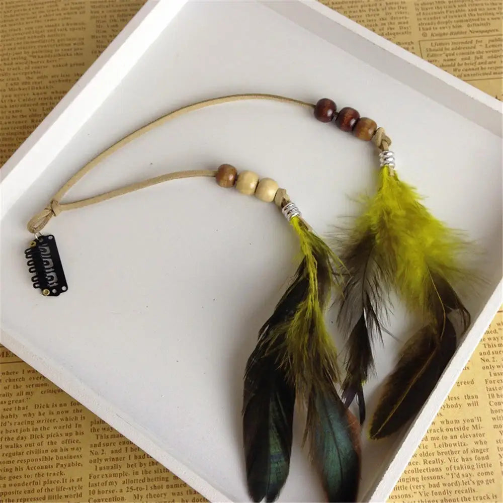 1 Pc New Women Girls Headdress Hair Ornaments BB Clip Feathers Indian Style Feather Hair Tassel Hair Piece Accessories Barrettes by Grab & Glow