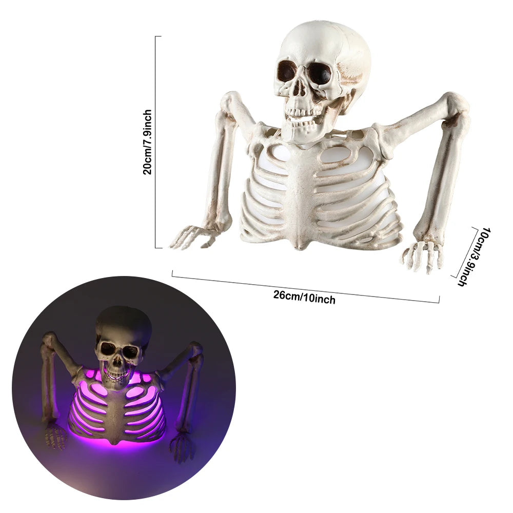 Halloween Decorations Glowing Skull Skeleton Human Head Haunted House Outdoor Yard Horror Props Holiday Scarry Home Supplies - Grab & Glow