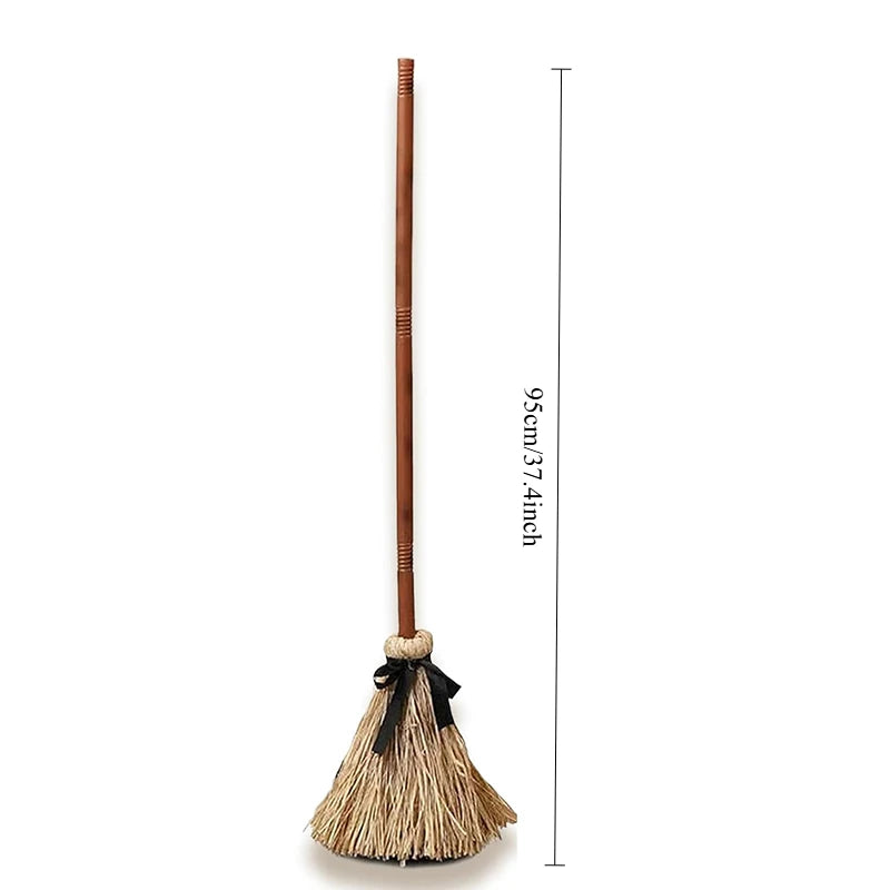 Halloween Floating Witch Broom with Witch Hat Haunted Dancing Moving Prop with Ghost Sounds Terror Atmosphere Home Party Decor - Grab & Glow