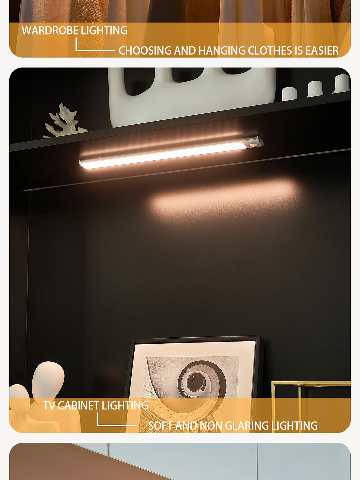 LED Night Light Motion Sensor Lights Wireless Rechargeable Closet Kitchen Bedroom Sensor Light Cabinet Stair Light 2Piece by Grab & Glow