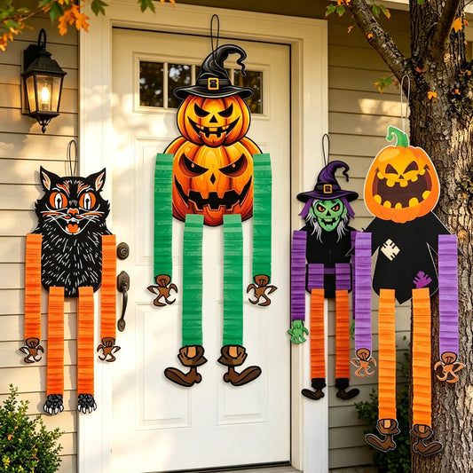 Halloween Hanging Decorations Pumpkin Witch Cat Vampire Ornaments Trick Or Treat Party Indoor Outdoor Garden Door Wall Decors - Grab & Glow