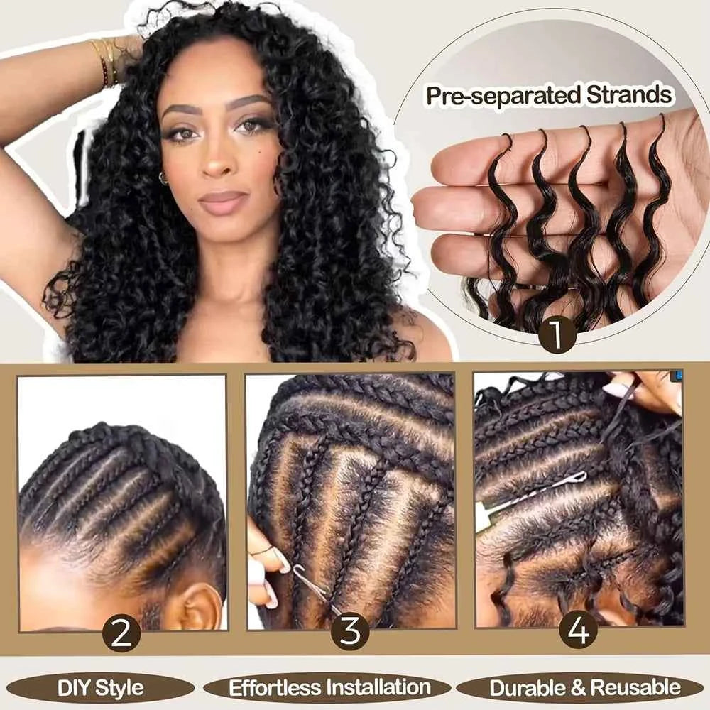 Burmese Curly Feather Crochet Human Hair Extensions Pre Looped For Black Women Pre Separated Knotless Hair For Braiding - Grab & Glow