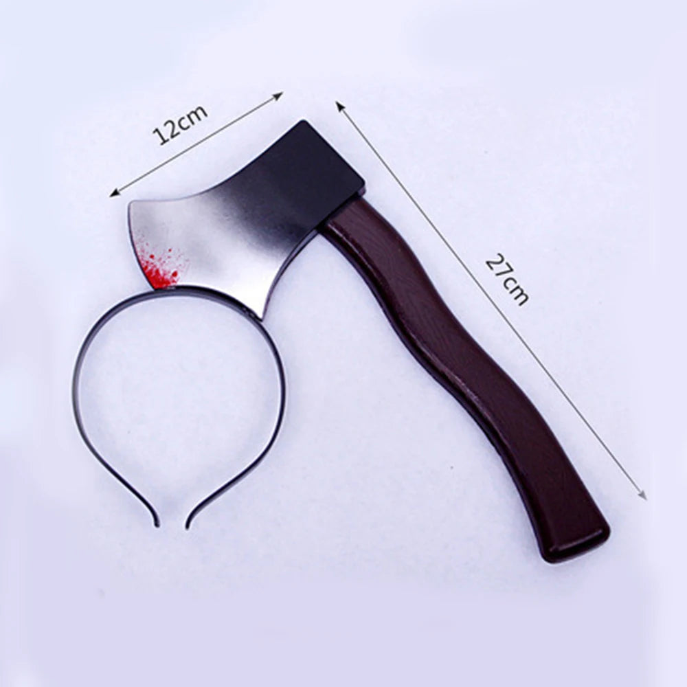 Halloween Horror Props Blood Fake Ax Saws Knife Headband for Halloween Party Masquerade Mischief Props Decoration Supplies - Grab & Glow