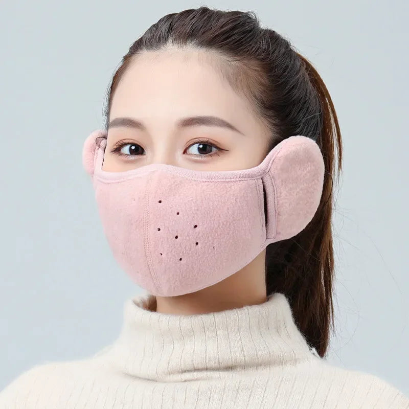 Windproof Cold Proof Face Mask Winter Warm, 3D Fleece Half Face Cover for Motorcycle Bicycle Riding, Breathable Earmuff Mask for Men Women by Grab & Glow