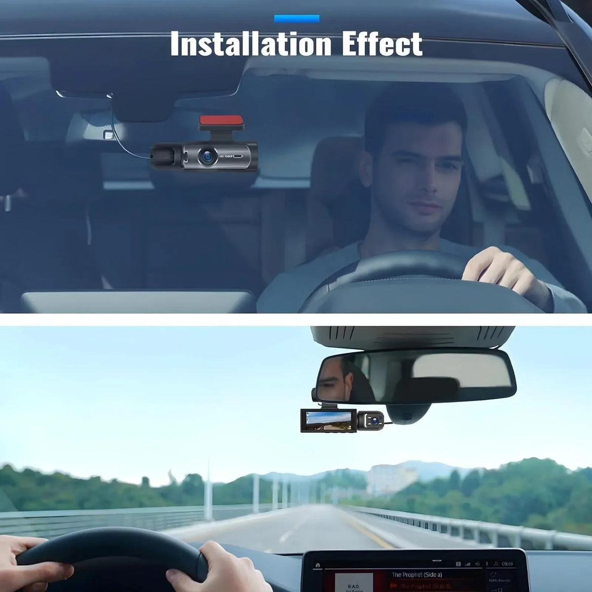 1080P HD Dual Lens Front and Rear Car Dash Cam Driving Recorder IR Night Vision G Sensor Parking Mode Motion Detection Three Point One Six Inch IPS Screen Wide Angle Loop Recording Supports One Hundred Twenty Eight GB Max H26 - Grab & Glow