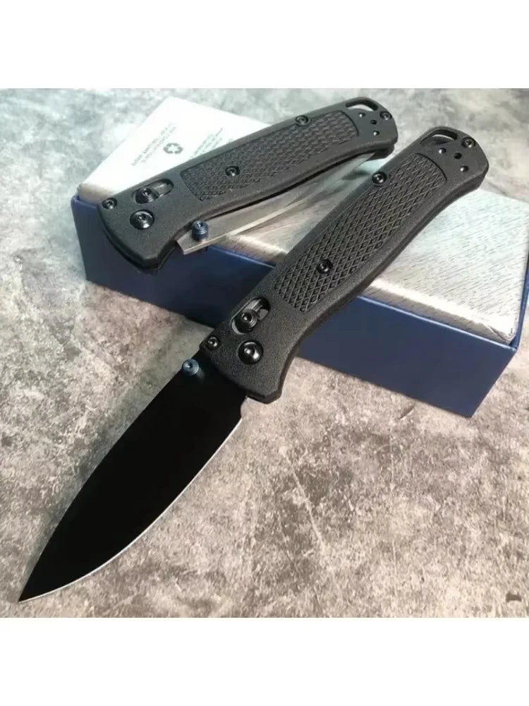 BM 535 EDC Knife Drop-Point Blade Nylon Wave Fiber Handle Outdoor Hunting Camp Survival Multifunctional Tools by Grab & Glow
