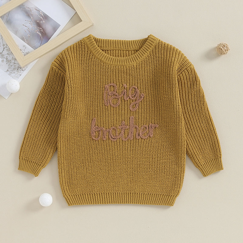 2023-09-18 Lioraitiin 12M-5Y Winter Newborn Kids Boys Sweaters Cotton Long Sleeve Letter Embroidery Pullover Loose Knitwear Tops by Grab & Glow
