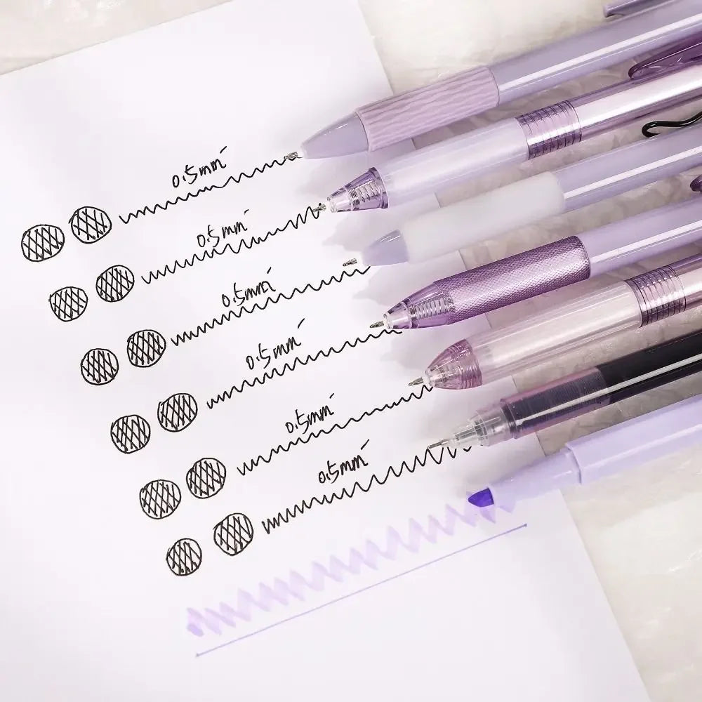 7Pcs 0.5mm Retractable Gel Pen Set Quick Dry Ink Smooth Writing Cute Stationery Gift Portable Office School Writing Supplies by Grab & Glow