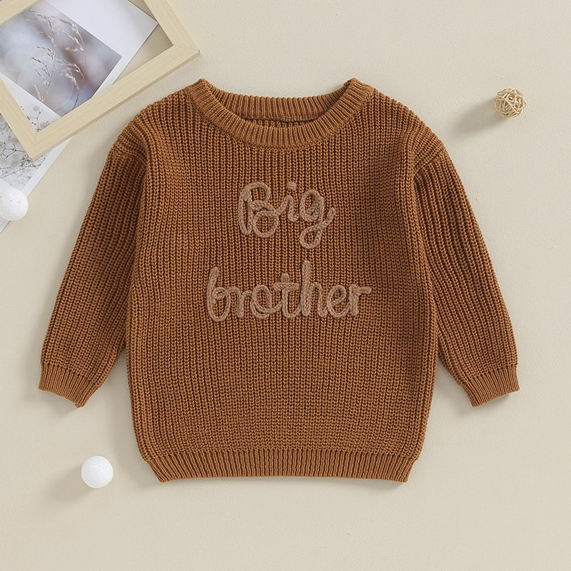 2023-09-18 Lioraitiin 12M-5Y Winter Newborn Kids Boys Sweaters Cotton Long Sleeve Letter Embroidery Pullover Loose Knitwear Tops by Grab & Glow