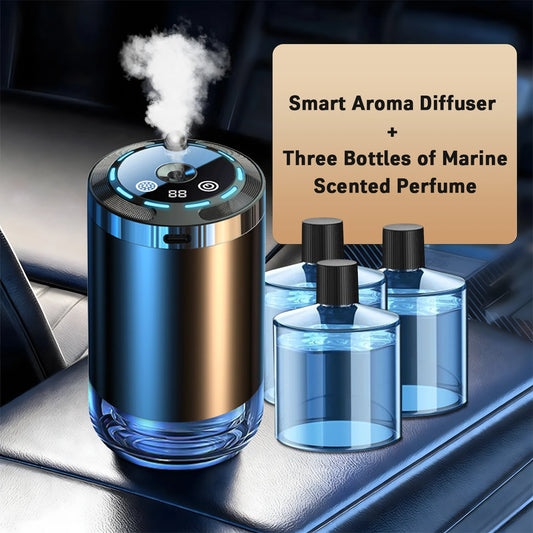 Car Diffuser Humidifier 5 Modes Car Humidifier Aromatherapy Diffusers Car Air Freshener USB Aromatherapy Essential Oil Air Freshener USB Cool Mist Mini Portable Diffuser For Car Home Office Bedroom with 3 Bottle Ocean Scent by Grab & Glow