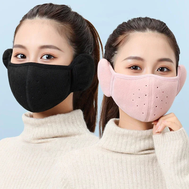 Windproof Cold Proof Face Mask Winter Warm, 3D Fleece Half Face Cover for Motorcycle Bicycle Riding, Breathable Earmuff Mask for Men Women by Grab & Glow