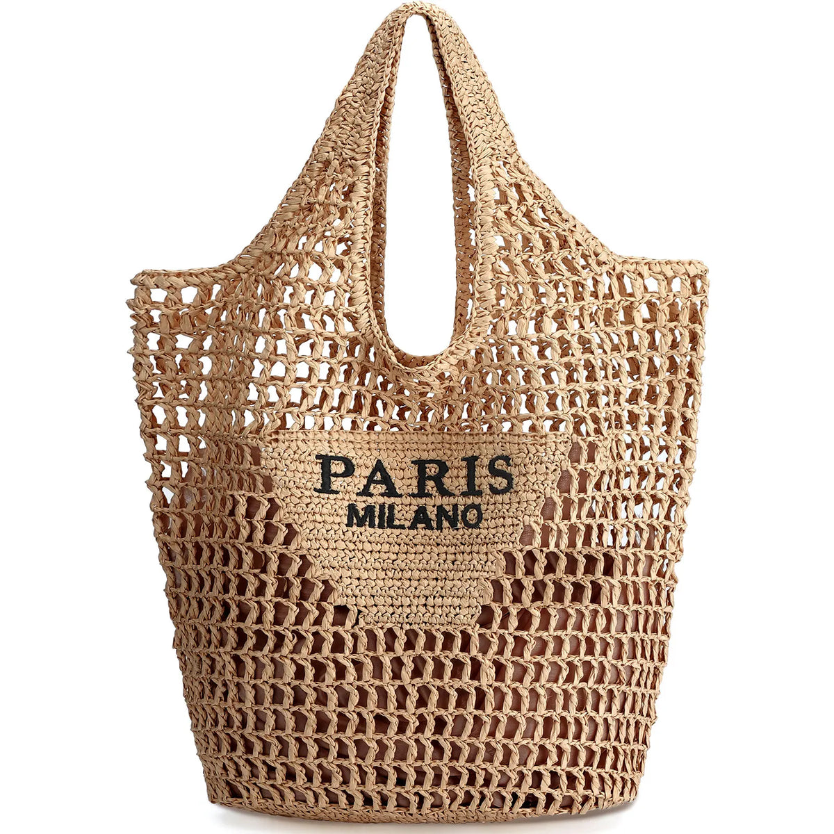 Straw Beach Bags for Women - Women Beach Handmade Woven Tote Bag, Summer Mesh Hollow Shoulder Bag for Holiday by Grab & Glow