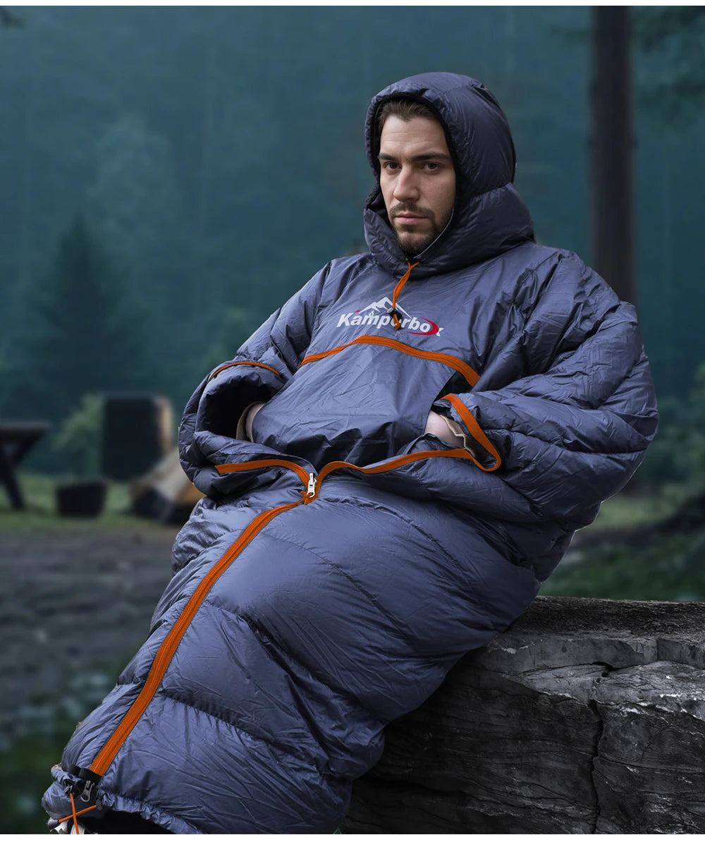 Kamperbox Winter Sleeping Bag Poncho Winter Camping Poncho Winter Wearable Sleeping Bag Camping Blanket PC600 by Grab & Glow