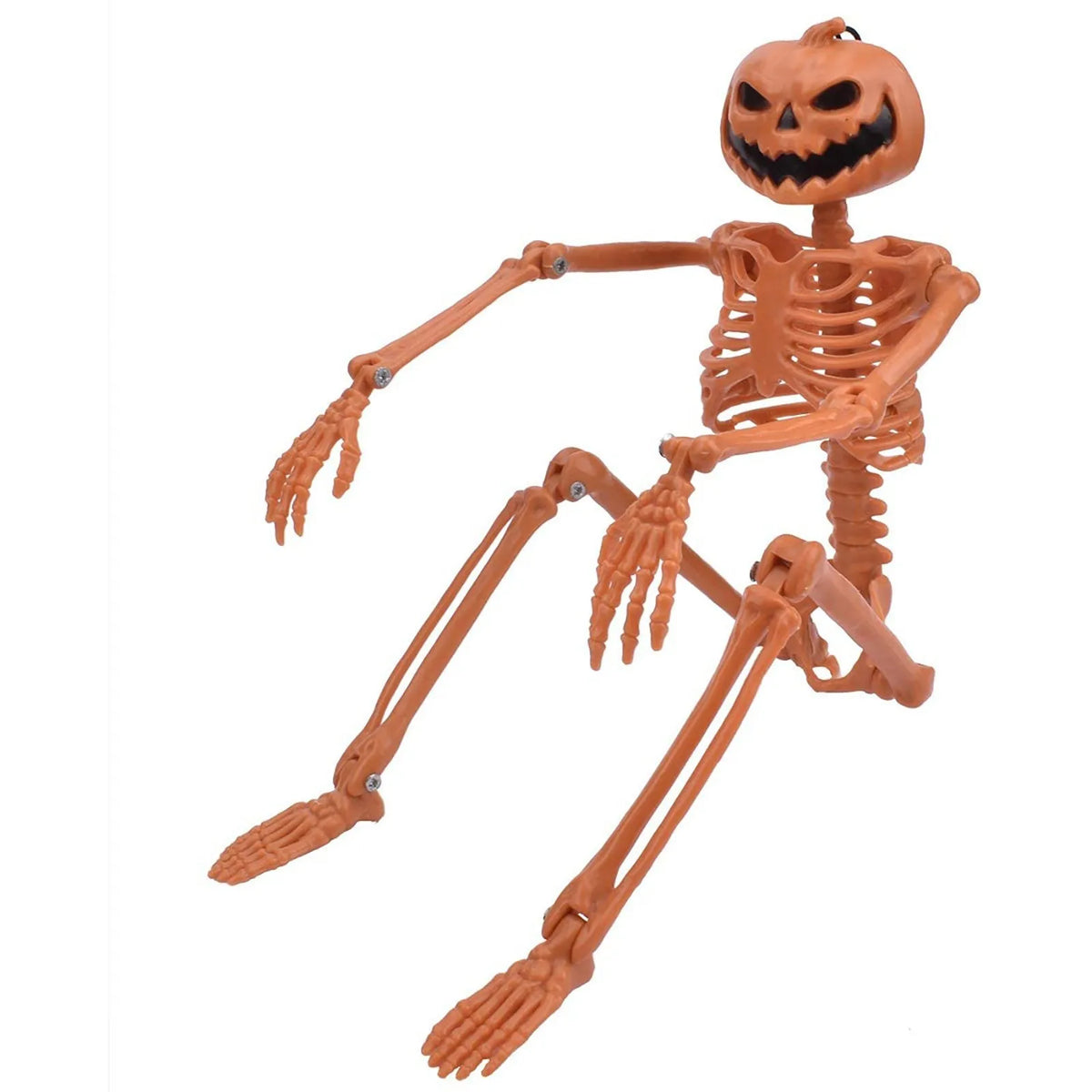 Halloween Person Size Skeleton Hanging Props Poseable Movable Fake Human Skull Bones Haunted House Party Decoration - Grab & Glow