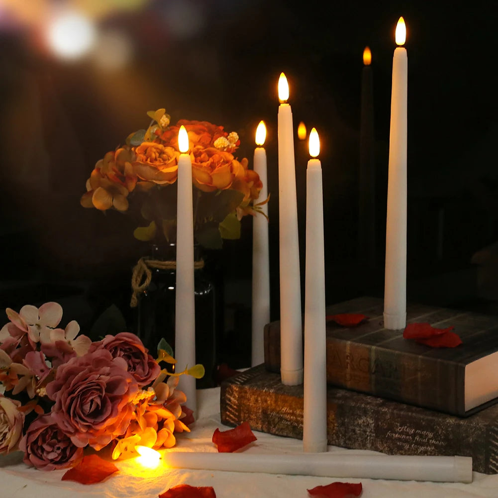 Flameless Taper Candles with Remote Control Flickering LED Candles Taper Warm White Light LED Candlesticks for Christmas Wedding by Grab & Glow
