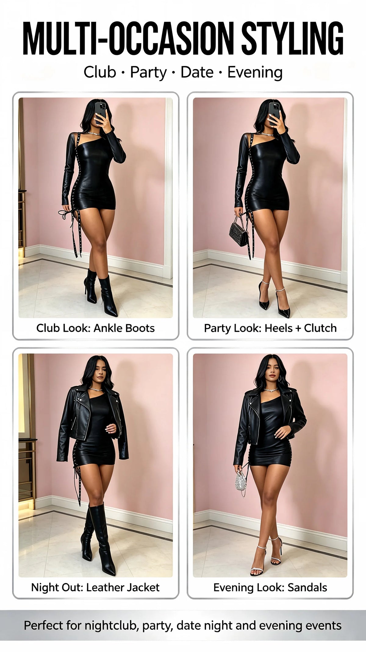 Sexy Black One-Shoulder Strap Dress with Long Sleeve And Bodycon Skirt for Women Fashionable Trendy Mini Dress - Grab & Glow
