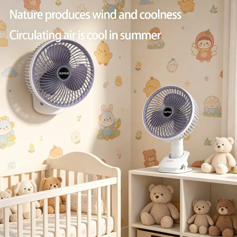 Oscillating Table Fan with Sturdy Clamp and 360-Degree Tilt Head, Rechargeable Small Fan for Desk, Powerful Airflow, Portable Air Circulator Mini Fans by Grab & Glow